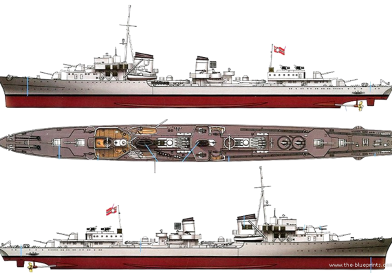 Корабль DKM Z-28 [Destroyer] (1945) - чертежи, габариты, рисунки